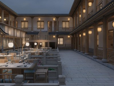 中式餐厅3D模型下载